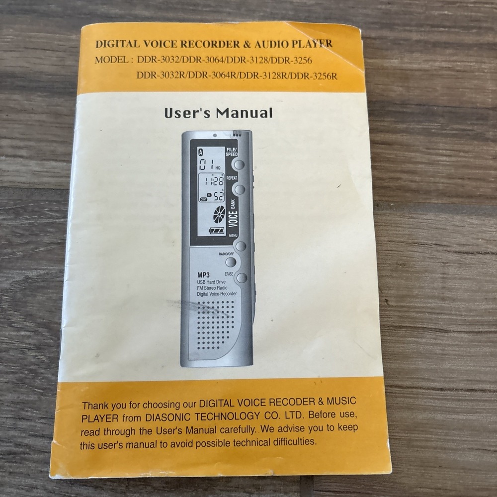 Diasonic DDR-3000's Silver USB Handheld‎ User Manual Only